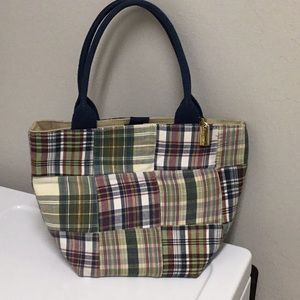 Reversible Eliza B/Leatherman Madras handbag.  NEW